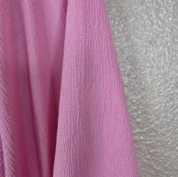 Hello Molly Cheers To The Weekend Puff Sleeve Ruched Crop Blouse Pink Size 4 - Picture 6 of 16